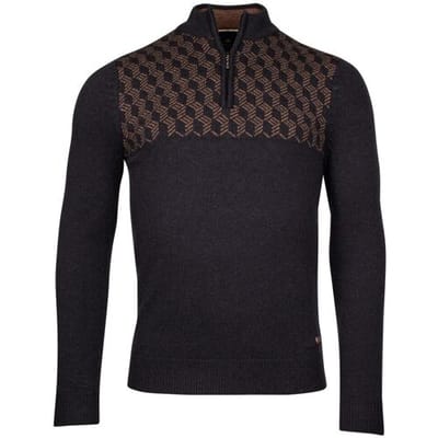 Baileys Trui Top 3D Blocks Pattern Lambswool Half Zip Tobacco / male