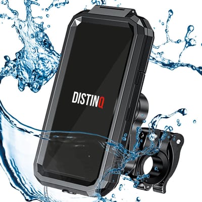 DistinQ Telefoonhouder Fiets Waterdicht XL (6 tot 7 inch) - 360 Graden draaibaar - fiets, scooter & motor - GSM houder fiets - Waterdicht IP67 - Zwart