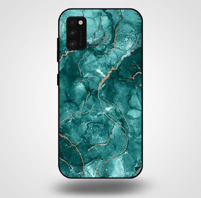 Smartphonica Telefoonhoesje voor Samsung Galaxy A41 met marmer opdruk - TPU backcover case marble design - Goud Groen geschikt voor Samsung Galaxy A41