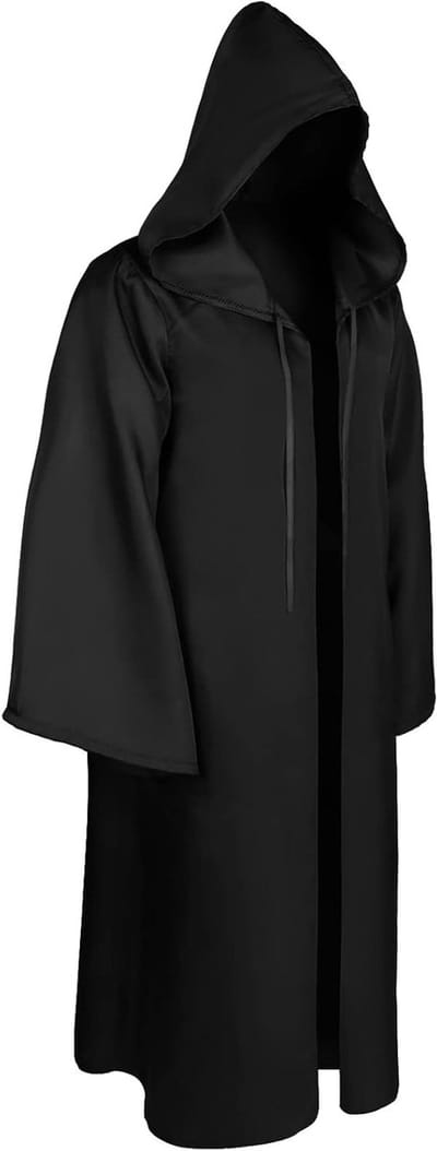 Hooded Dress voor Halloween - Coole Knight Wizard Cape voor Volwassenen en Kinderen in Zwart, Perfect voor Cosplay en Feestjes