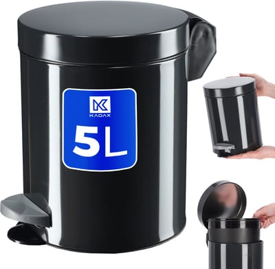 KADAX Pedaalemmer, vuilnisemmer met inhoud, stalen cosmetica-emmer, ronde afvalemmer, elegante emmer voor badkamer en keuken, pedaalemmer met schommeldeksel, 5 l, antraciet