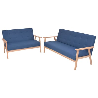 vidaXL - Bankstel - stof - blauw - 2-delig