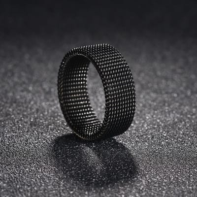 Mode Elastische Mesh Kettingringen Titanium Roestvrij Staal Ringen Voor Mannen Vrouwen Bruiloft Verloving Mannen Ringen Punk Sieraden Cadeaus 13 black