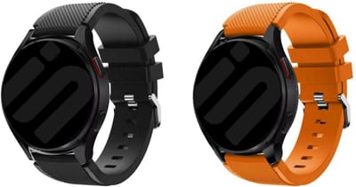 Strap-it Bundel van 2 Siliconen Banden - Geschikt voor Samsung Galaxy Watch 6 Classic 47mm - Oranje & Zwart - Bandje Siliconen Sport Loop - Sportarmband - Siliconen Band - Waterbestendig & zweetbestendig