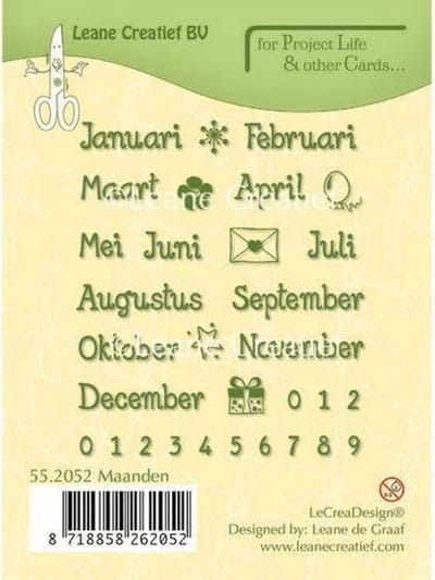 Leane Creatief clearstamp - Project Life & Cards - art. 55.2052 Maanden Nederlands - kalender stempel