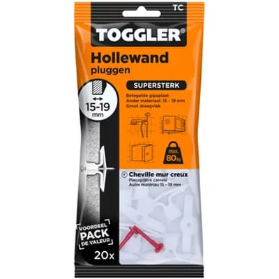 Toggler Hollewandplug Tc Kunststof - Diameter 8 Mm - 20 Stuks