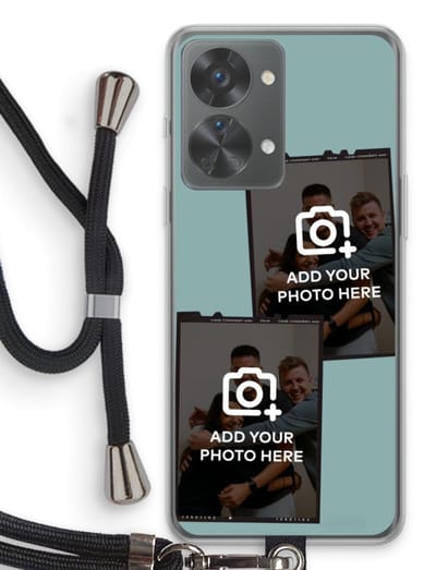 Gepersonaliseerd - Case Company® - Hoesje met koord geschikt voor OnePlus Nord 2T hoesje met Koord - Polaroid Zwart - Telefoonhoesje met Zwart Koord - Bescherming aan alle Kanten en Over de Schermrand