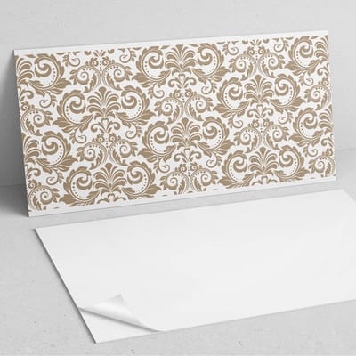 Coloray Wandpanelen Zelfklevend - Plantenpatroon met versieringen PVC Wandpaneel - 100 cm x 50 cm - Beige Wandbekleding Zelfklevend - 1 stuk - Mozaïeken Wandpanelen Zelfklevend - Keuken Wandpanelen - Wandpanelen Badkamer