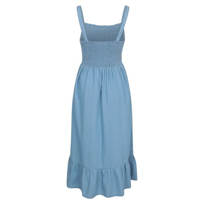 Mountain Warehouse Dames Marbella Spaghettibandjes Shirred Midi Jurk (Lichtblauw)