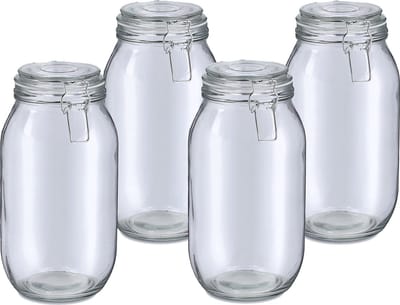 Zeller Weckpot/inmaakpot Alfie - 4x - 2L - glas - beugelsluiting - D13 x H26 cm