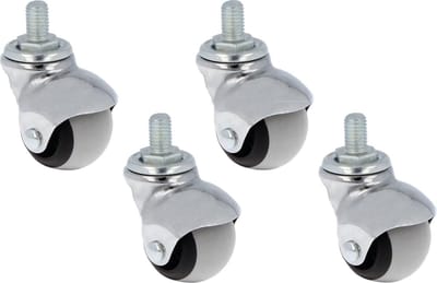 AMIG 4 transportwielen meubelwielen zwenkwielen - Ø40mm - 80-120KG Draagvermogen – Schroefdraad M10 x 15mm – Hoogte 52mm