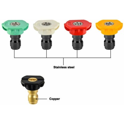 5 Stuks Mondstukken 1/4'' Snelkoppeling Hogedruk Power Washer Spuitmondstuk Kit black