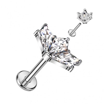 Piercing titanium top wing intern schroefdraad 1.2x8 - zilver - LMPiercings