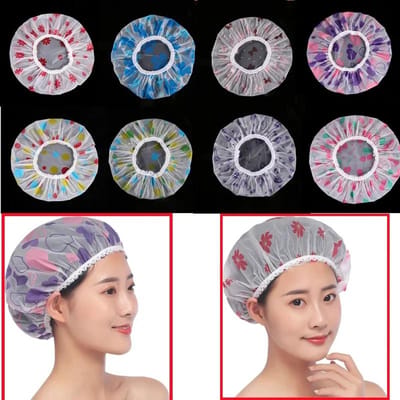 Herbruikbare douchekap met elastische band, waterdichte en dikke badmuts voor vrouwen, perfect voor gebruik in de kapsalon en thuis gray
