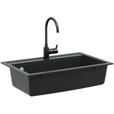 vidaXL - Wasbak - Graniet - 795 - x - 505 - mm - Zwart