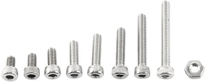 Dailygoods- Schroeven 300 Stuks - A2 Roestvrij Staal - Hex Socket/Knopkop/Platte Kop - Moeren - Assortiment Kit - Voor Reparaties/DIY - Bout