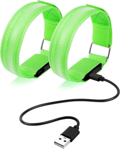 led-armbanden, oplaadbaar, USB, reflecterend, led, hardlopen, verstelbaar, veiligheidsarmband voor armen, pols, hardlopen, fietsen 2 stuks - groen