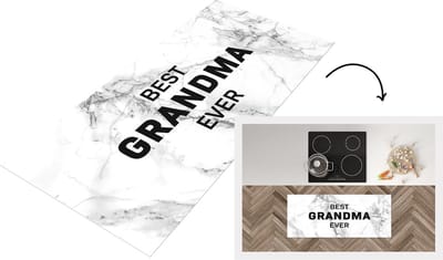 Keukenloper - Loper keuken - Spreuken - Quotes Best Grandma Ever - Oma - Moederdag - Marmer - Oma cadeau - zwart wit - 120x50 cm - Keukenloper vinyl