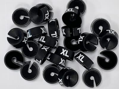 Bleijenberg Maatdopje maat XL zwart - Maataanduiding voor kledinghangers per 25 stuks - Maatringetje Ø 20 mm - Kledinghangers - Kleerhanger - Kapstok - Mark-Brics - wisersizer