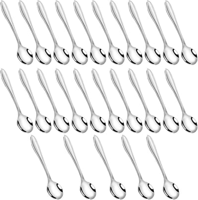 Set van 25 Kleine RVS Lepels, 9.5 x 2.3 cm, Ideaal voor Desserts, Specerijen en Suiker