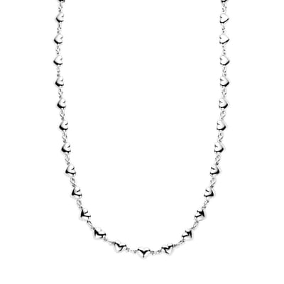 Collier Hartjes 41 + 4 Cm Zilver Gerhodineerd