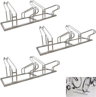 TRUTZHOLM - Fietsenrek Voor 12 Fietsen - 420x45 cm - Hoogte-Offset - Thermisch Verzinkt Staal Grijs - Rijparkeerder Vloer