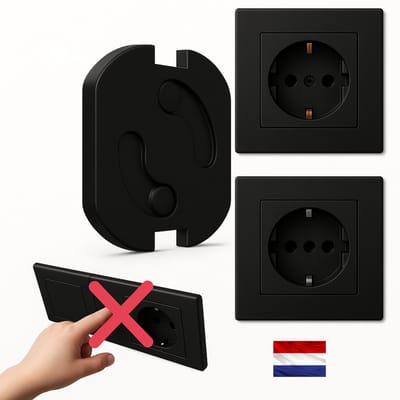 ​Kids Goods – Stopcontactbeveiliging – ALLEEN VOOR NEDERLANDSE STOPCONTACTEN - 10 stuks – Zwart – Kinderbeveiliging – Zelfklevend – Veiligheid in huis - Stopcontactbeschermers