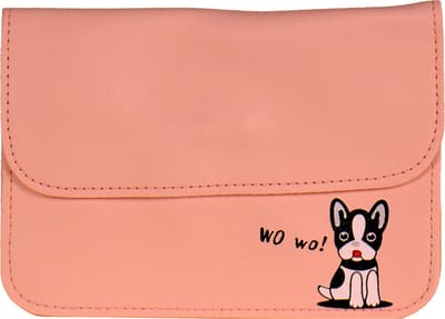 Schoudertasje lichtroze met hondje Wo Wo - 12,5x18cm