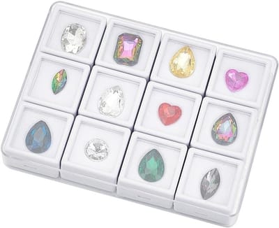 12 Vierkante Opbergdozen voor Edelstenen met Case 9.5 x 12.5 x 2 cm - Perfect voor Collectie, Diamanten en Rhinestones