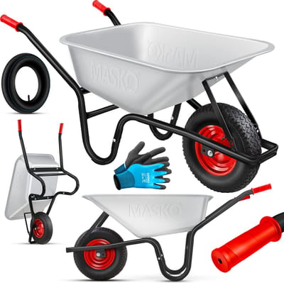 MASKO® Kruiwagen 100L met Luchtbanden max. 250kg laadvermogen inclusief Handschoenen