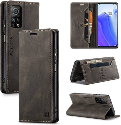 Luxe Flip Case met RFID Bescherming Kaarthouder en Magneetsluiting voor Xiaomi Mi 10T / 10T Pro _ Bruin