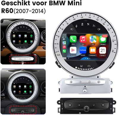 JUNSUN Autoradio - Geschikt voor BMW MINI R52 R56 R60 - Android 15 - Draadloze CarPlay & Android Auto - 7-inch Touchscreen, GPS-navigatiesystem & Stuurwielbediening & 4G & Wifi & Bluetooth & Achteruitrijcamera & DSP & RDS, 2+32GB, Octa core processor