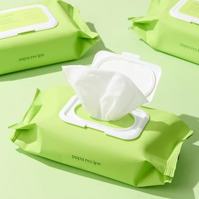 PAPA RECIPE Echte Centella Cica Waterige Reinigingsdoekjes 100 Stuks white