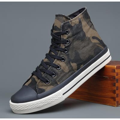 Nieuwe Mode Schoenen Herfst High Top Casual Schoenen Koreaanse Camouflage Canvas Schoenen Sneakers Herens Board Schoenen Tenis Schoenen 42 gray