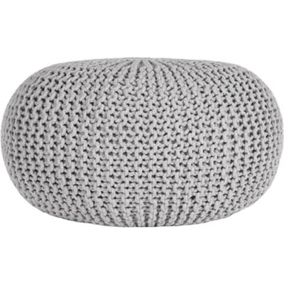LABEL51 - Poefs Knitted - Lichtgrijs - 70x70x35cm
