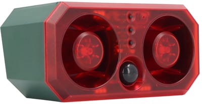 Dailygoody - Solar Bewegingssensor Alarm - 13 Geluiden - Waterdicht en Personaliseerbaar - Rood - Veiligheid - Ideaal voor Huis en Tuin - 12 LED's