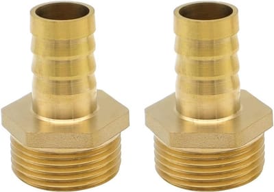 Set van 2 messing spiny connectors voor slangen, koppelingen voor water, brandstof en lucht, G1 x 19 mm