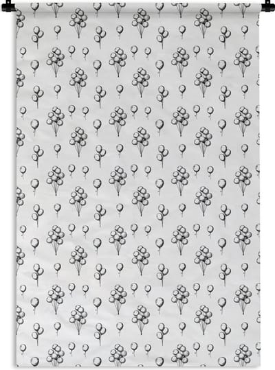 Wandkleed - Wanddoek - Ballon - Patronen - Zwart Wit - 120x180 cm - Wandtapijt