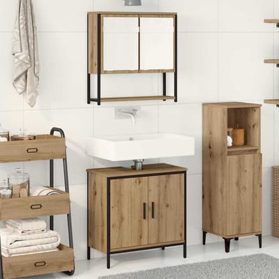 vidaXL - Badkamermeubel - Set - 2 - st - Bruin - 60 - x - 30 - x - 60 - cm - Bewerkt - hout