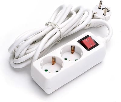 SnelShoppen - 2-weg stekkerdoos met schakelaar 3 meter 3G 1.5 mm² wit - ideaal voor thuis, kantoor, keuken, of onderweg