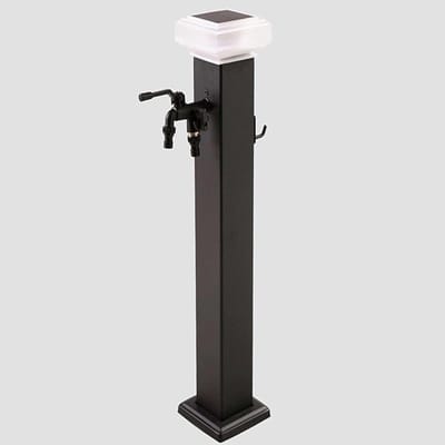 Zonne-led Tuinwaterkolom - Buitenkraan Fontein - Tuin Irrigatie - Dubbele Afvoerkraan - 79 cm Hoog - Zwart