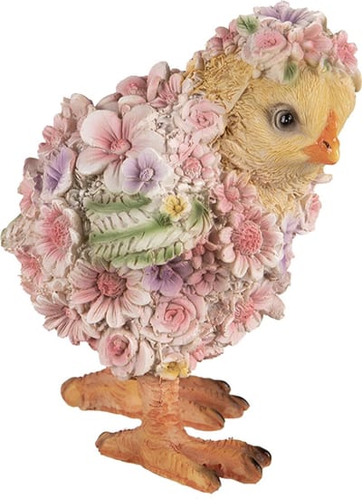 Clayre & Eef Decoratie Beeld Kuikentje 14 cm Roze Geel Polyresin