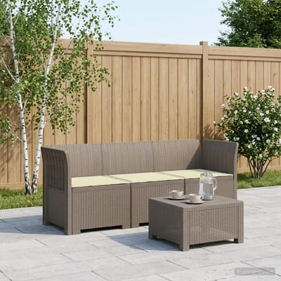 vidaXL - 3-Zits - Tu - bank - met - Kussens - Rattan - Look - PP - Lichtgrijs