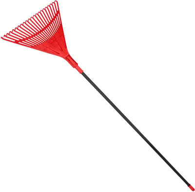 KOTARBAU® Bladhark, Tuinhark van Kunststof, 50 cm, met Aluminium Steel, 150 cm, Extra-Click, Gazonhark, Waaierbezem, Stevige Hark, Hark voor Gras Tuin Gazon, Rood & Zwart