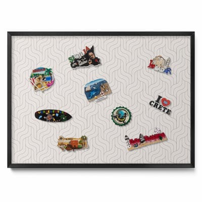 Tulup Magneetbord met Zwarte Frame - Romig Magneetbord Met Decoratieve Patronen - 70 cm x 50 cm - Regelmatig lineair patroon - Magneetbord voor Herinneringen - Magnetisch Bord voor Magneten - Magneetbord voor Foto's en Notities