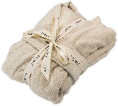 Kayori Fusai Badjas - Unisex - Biologisch Katoen - Zand - S - Lang