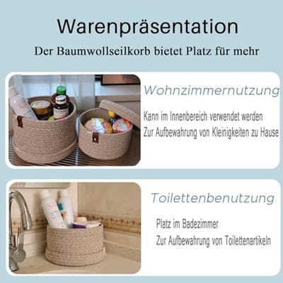 Cosmetica Opbergmanden met Deksel - 2 Stuks Natuurlijk Katoengaren