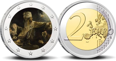 2 Euro munt kleur Rembrandt Het feestmaal van Belsazar