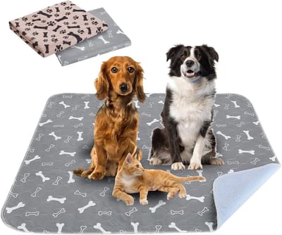 Wasbare puppy trainingspads - 2 stuks 80 x 70 cm - herbruikbaar en antislip - absorberende hondenroze inlegkruisjes - voor honden, katten, konijnen, cavia's