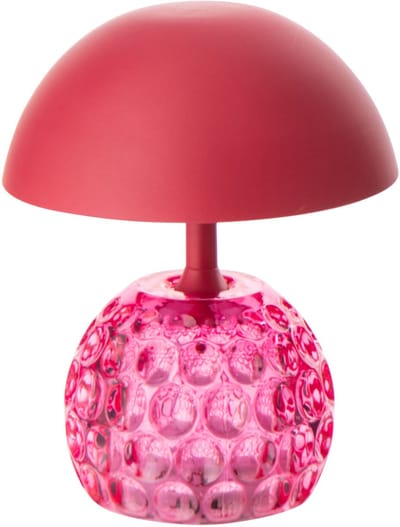 J-Line lamp Champignon - ijzer/glas - roze - LED lichtjes